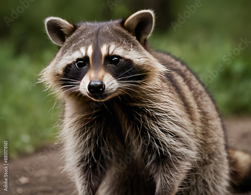 close up of a raccoon, portrait of a raccoon