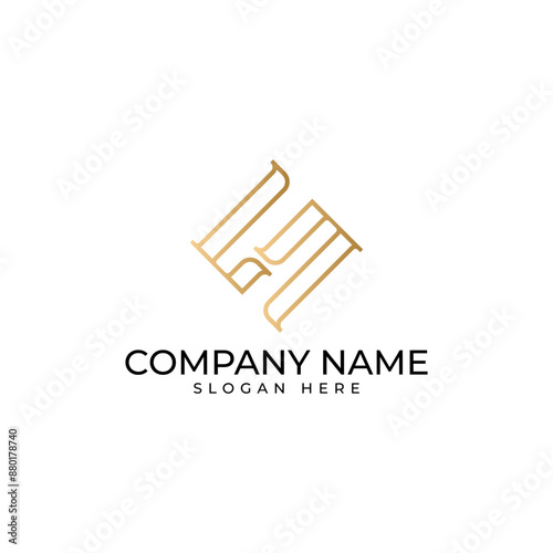 The LS initial logomark with the lineart style in gold gradient executed in luxury elegance modern and minimalist style