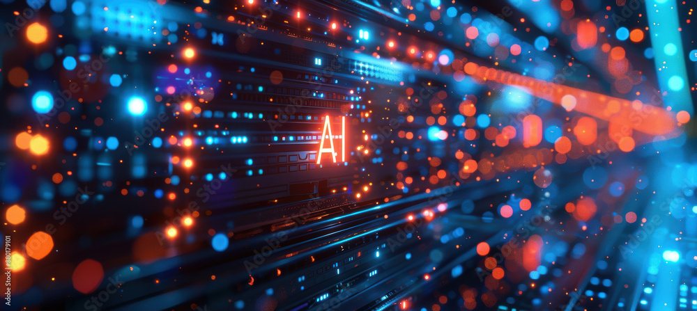 Fototapeta premium Close-Up of AI Server Rack