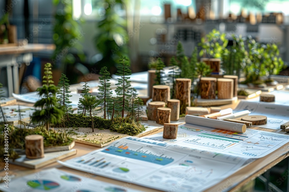 Miniature Forest Model on Charts and Graphs. Miniature Forest Model on Charts and Graphs.