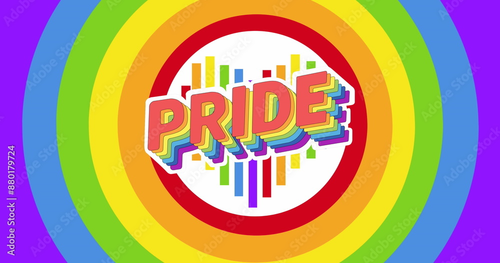 Obraz premium Image of pride text over rainbow circles background