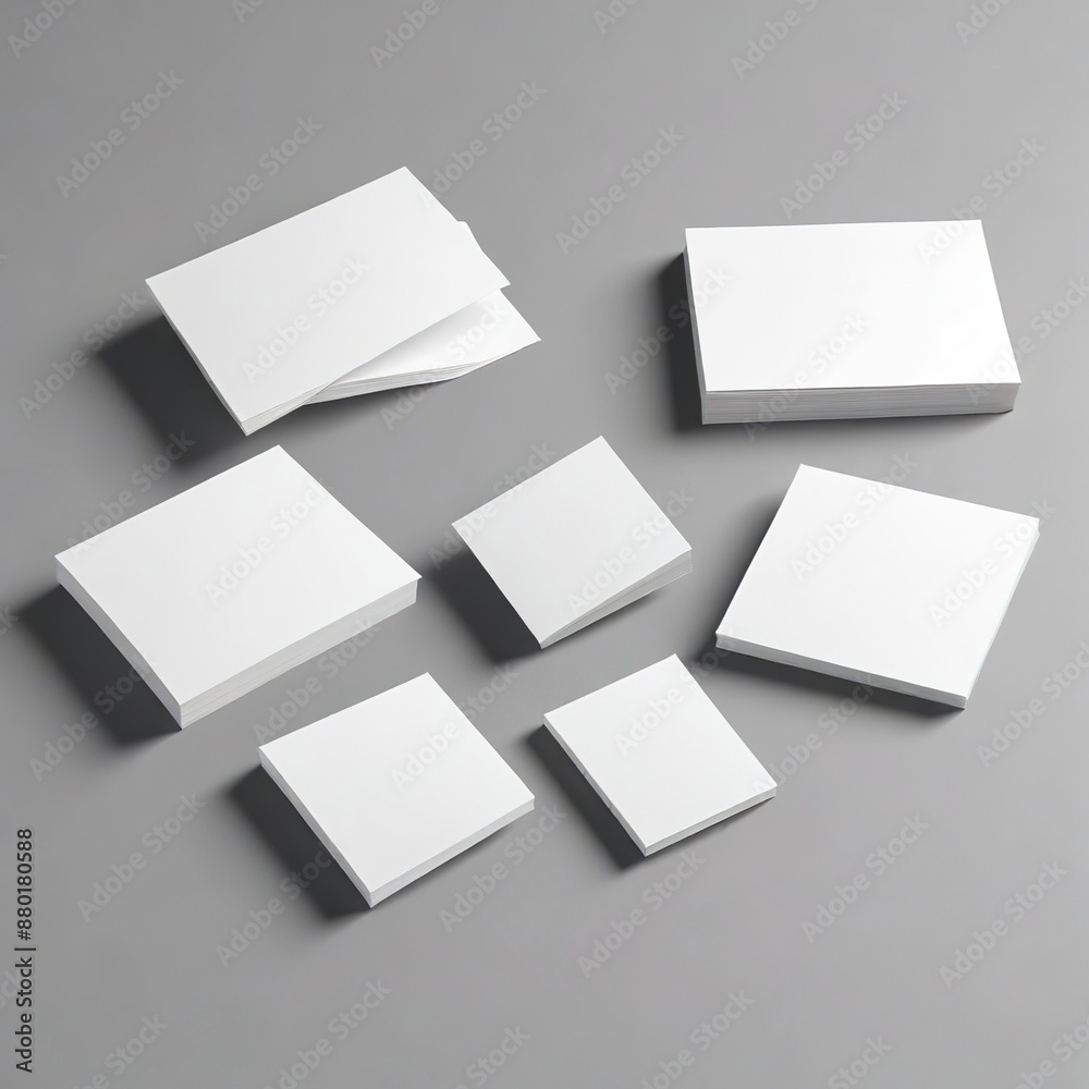 Realistic floating business branding cards template mockup with shadows