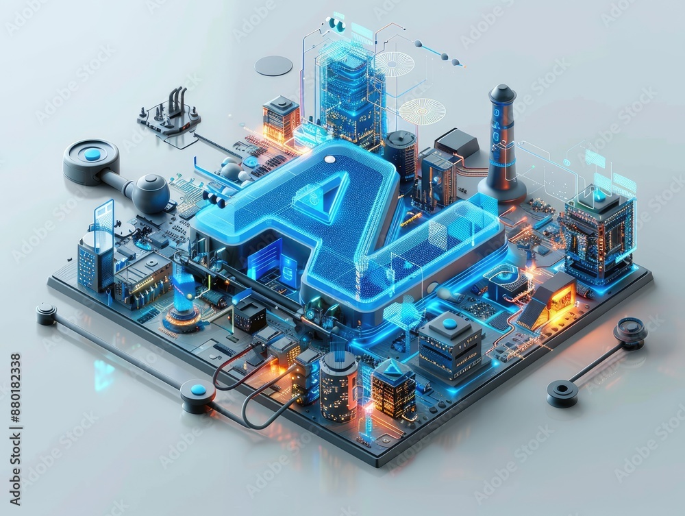 Futuristic AI circuit board with glowing elements. Futuristic AI circuit board with glowing elements.