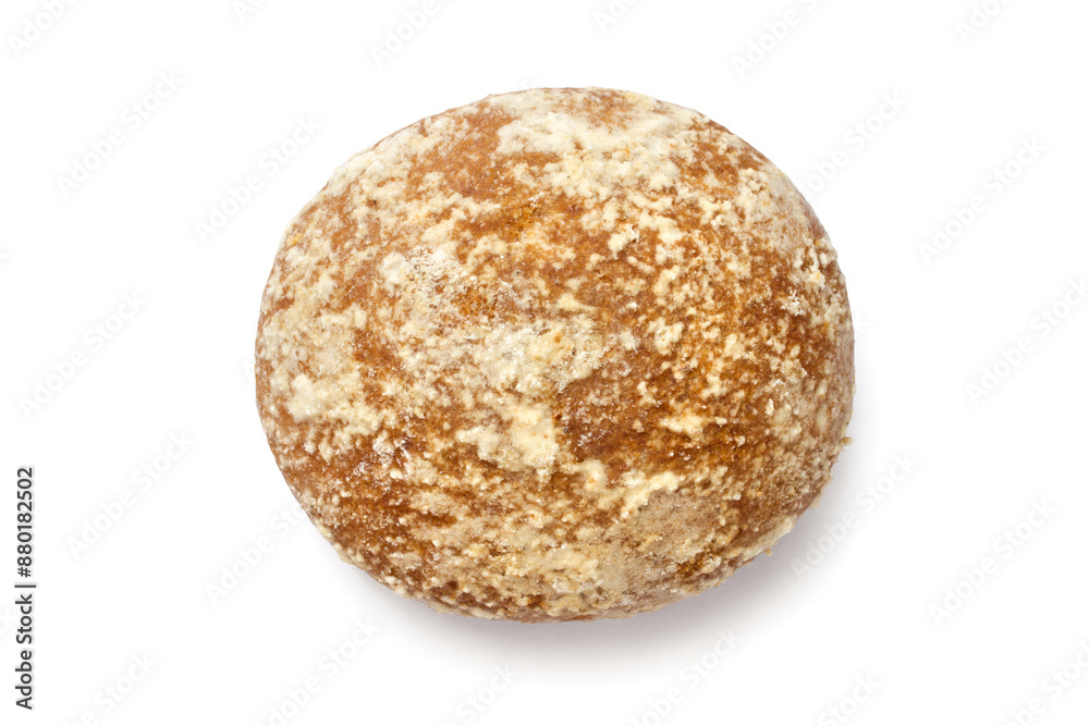 A large round gingerbread on a white background. An ordinary gingerbread on a white background with a shadow. A large round gingerbread on a white background. An ordinary gingerbread on a white background with a shadow.