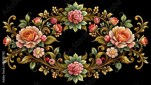 Wallpaper Mural Vintage floral ornament on black background wall, floral, vintage, ornament, wallpaper, retro, design, texture, background Torontodigital.ca