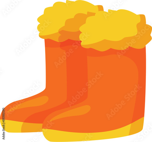 Pair of orange winter boots keeping your feet warm and cozy