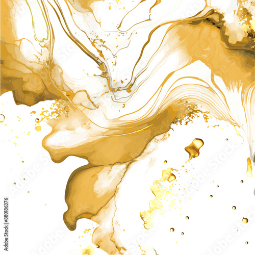 splash of gold paint on white background