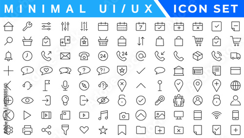 Minimalist and simple looking pixel perfect linear ui icons set for dark, light mode. Outline isolated user interface elements for night, day themes. Editable stroke. Montserrat Bold, Light fonts used