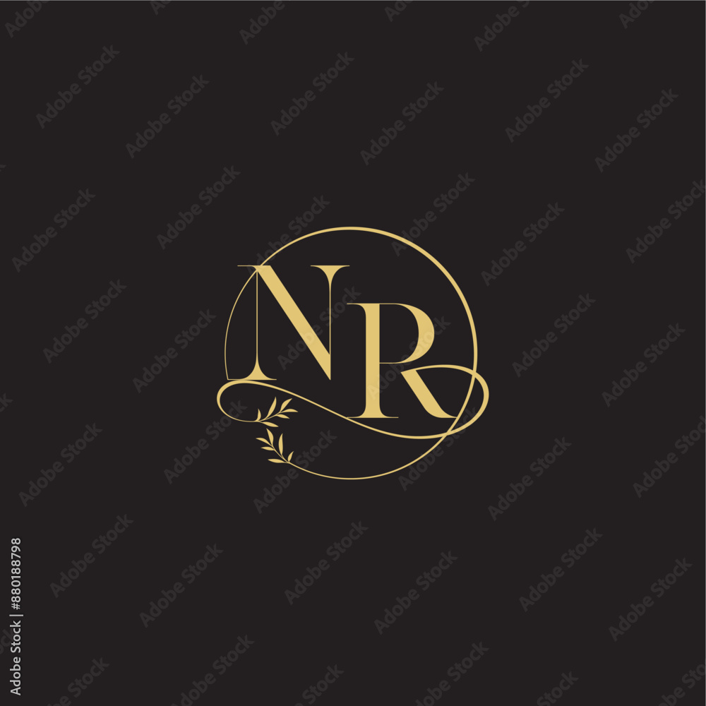 wedding monogram design circle and organic style NR luxury concept letter wedding monogram design circle and organic style NR luxury concept letter