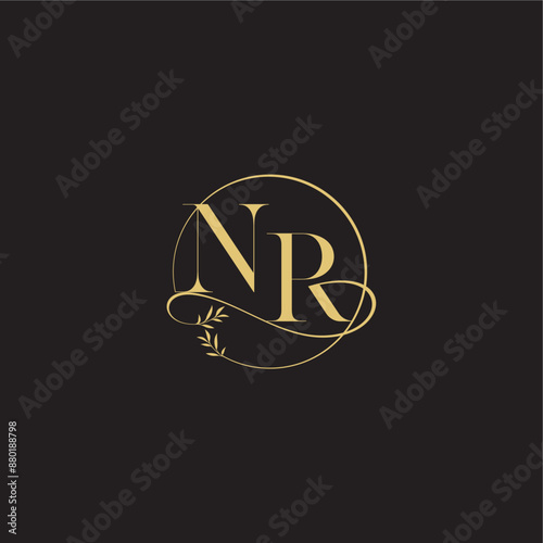 wedding monogram design circle and organic style NR luxury concept letter