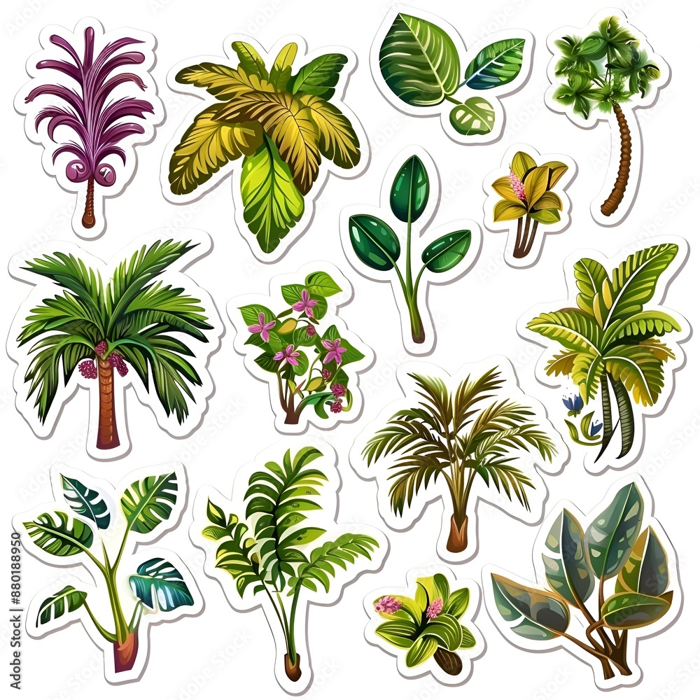 set of flowers stickers set of flowers stickers