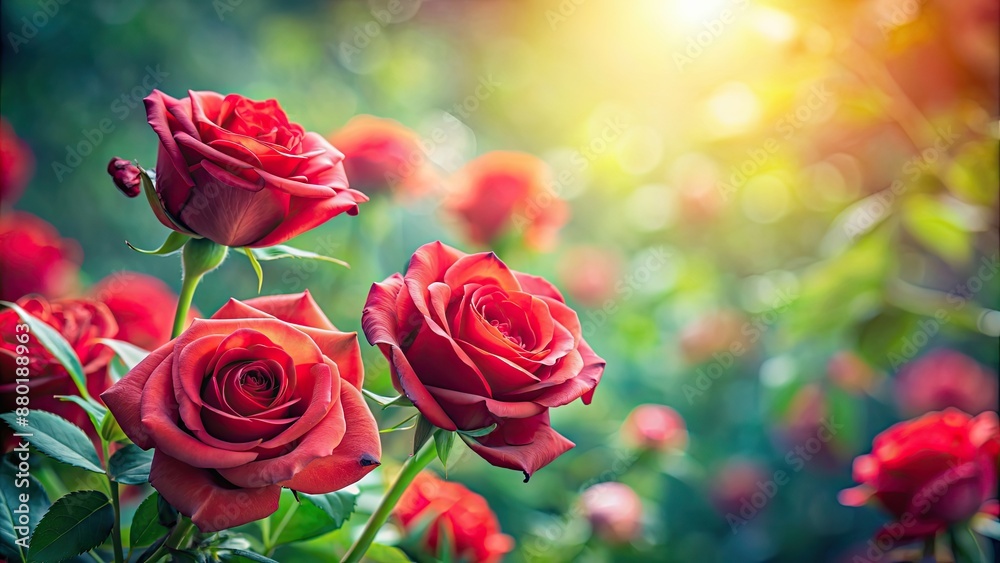 Soft focus red roses on blurred floral background, red, roses, soft focus, flowers, floral, background, garden, romantic Soft focus red roses on blurred floral background, red, roses, soft focus, flowers, floral, background, garden, romantic