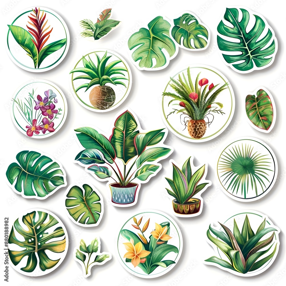 set of flowers stickers set of flowers stickers