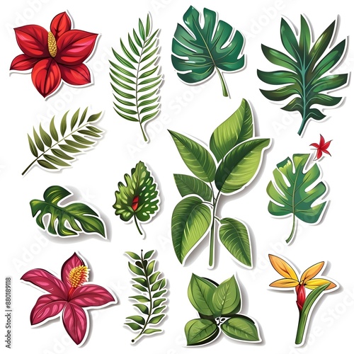 set of flowers stickers