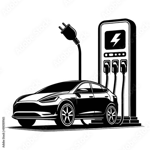 Petrol pump with car silhouette vector photo