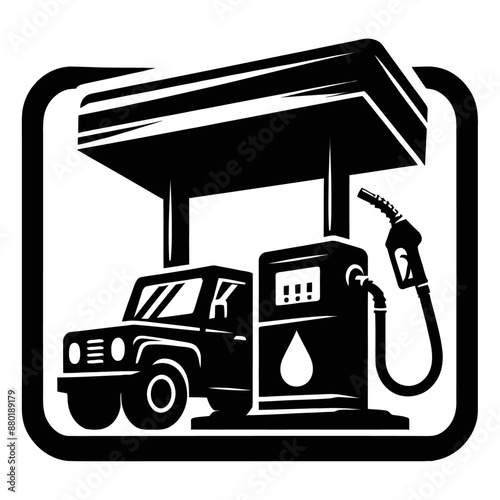 Petrol pump with car silhouette vector