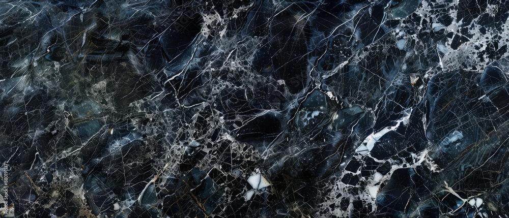 Naklejka premium Panoramic close-up, high detail scan of polished marble texture, Generative AI