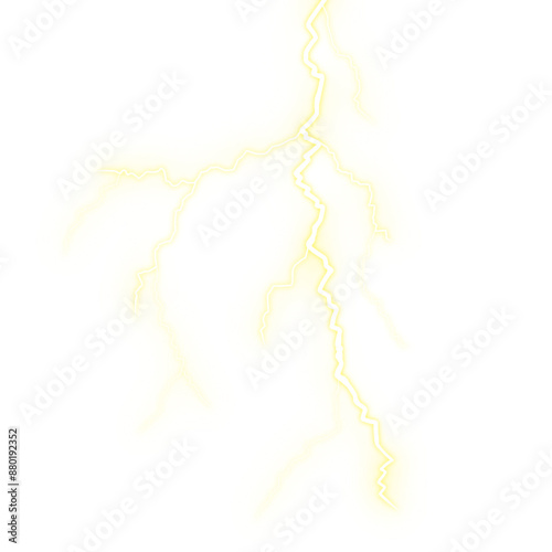 realistic yellow lightning for weather element  photo