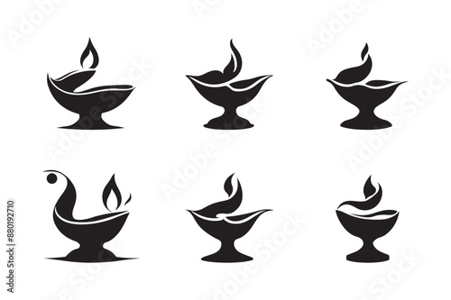 Oil lamp Silhouette vector illustration art photo