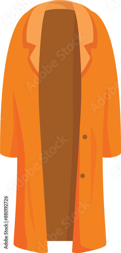 Illustration of an orange trench coat hanging open, useful for fashion designers and clothing related projects