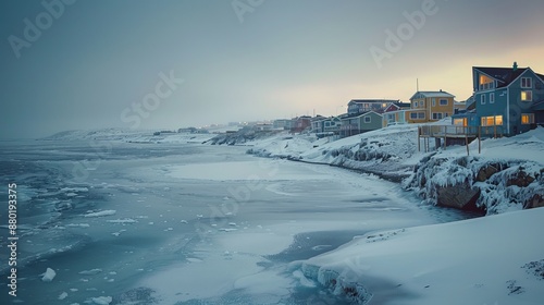 The frozen sea in Iqaluit, Nunavut, Canada photo