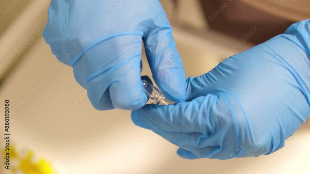 open the ampoule for injection. Doctor Making Vaccine Injection To Man Patient. give an injection open the ampoule for injection. Doctor Making Vaccine Injection To Man Patient. give an injection