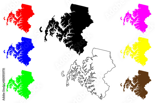 Talbot County, Maryland (U.S. county, United States of America, USA, U.S., US) map vector illustration, scribble sketch Talbot map photo
