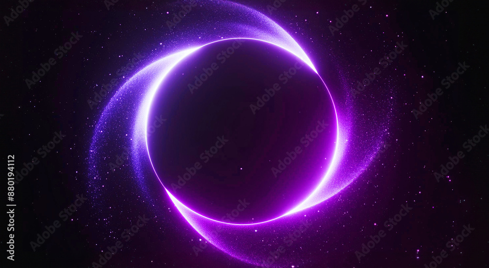 Fototapeta premium ネオン、リング、光、宇宙(生成AI、generated by AI)背景はダーク