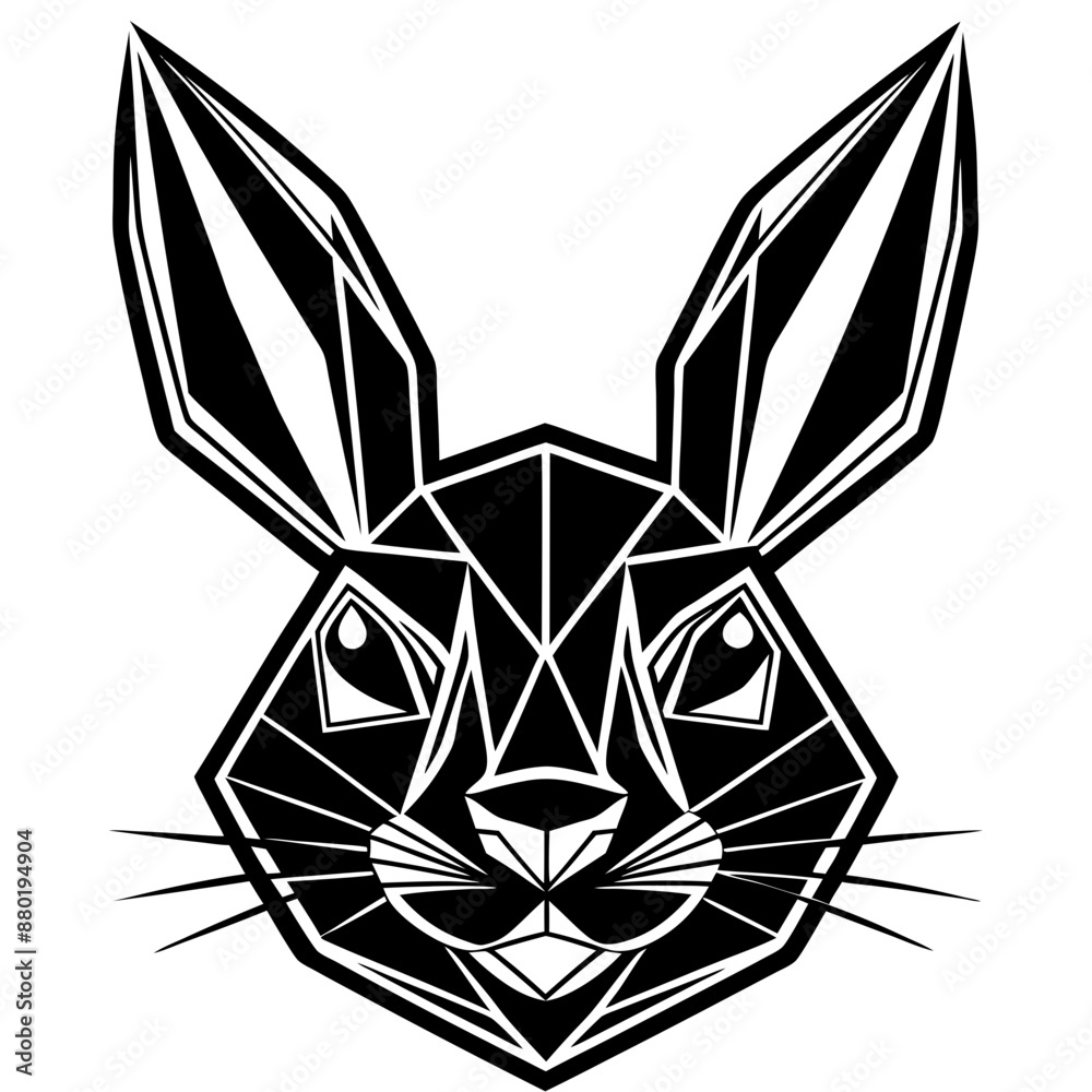A Clean Geometric Rabbit Face Vector Design and illustration A Clean Geometric Rabbit Face Vector Design and illustration