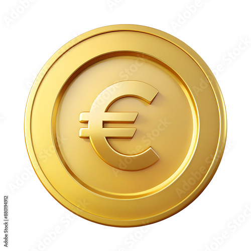 3d gold currency euro currency in circle, png