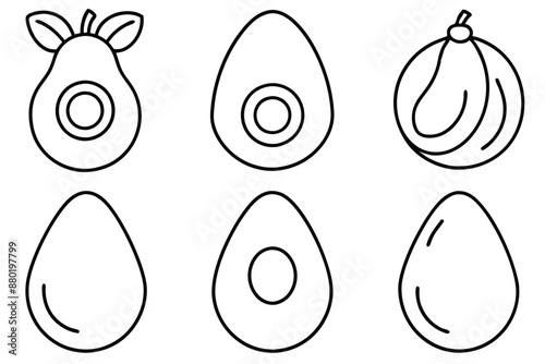 Avocado Line Art Style