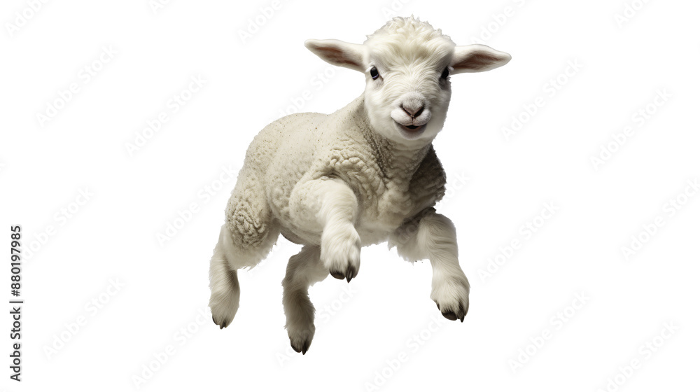 a white lamb jumping in the air a white lamb jumping in the air