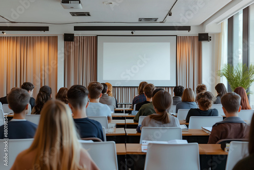 Modern classroom interior design at the school. The auditorium at the university. Lecture room.