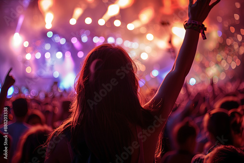 Girl in the crowd at a music festival