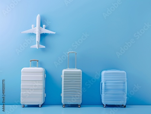 a group of luggage next to a plane