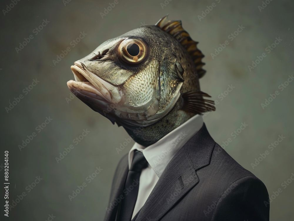 a fish head in a suit a fish head in a suit