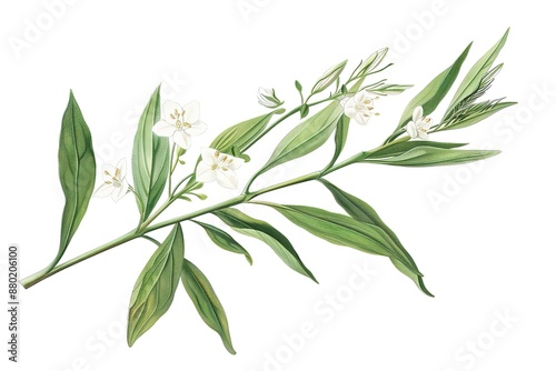 Night Flowering Jasmine flower Watercolor illustration. Hand drawn underwater element design.