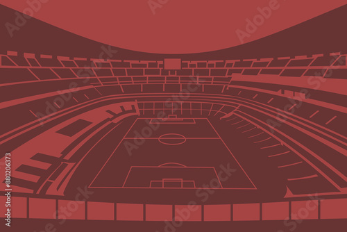 Soccer Football Stadium Outline Shape Silhouette Vector for Background