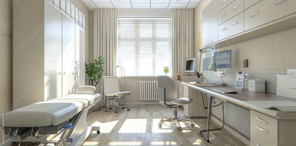 Bright and Modern Medical Office with Examination Table Bright and Modern Medical Office with Examination Table