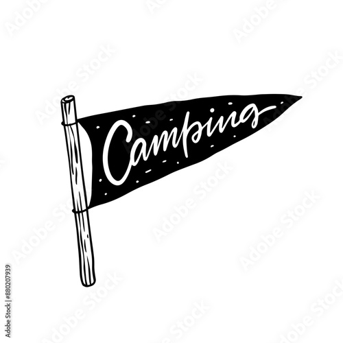 Vintage Camping Flag with classic, stylish design. Embrace adventure with this retro symbol