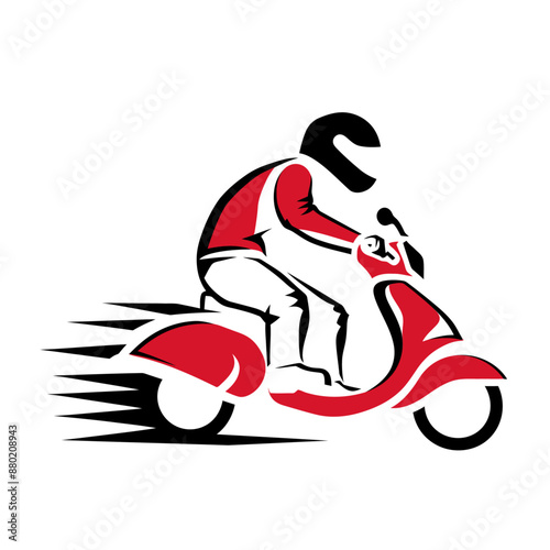 Delivery with motorbike logo vector illustration 