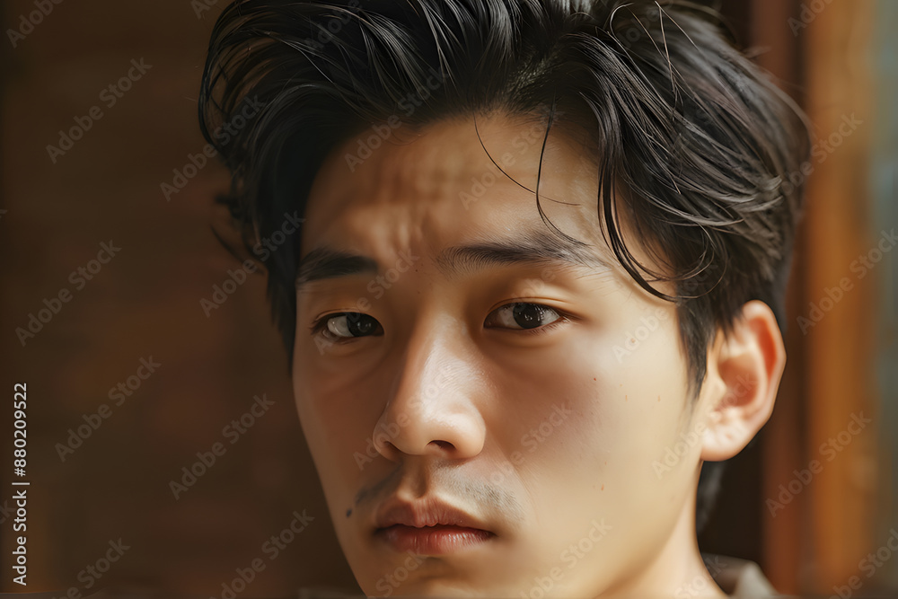 A man with short hair and a beard is looking at the camera A man with short hair and a beard is looking at the camera