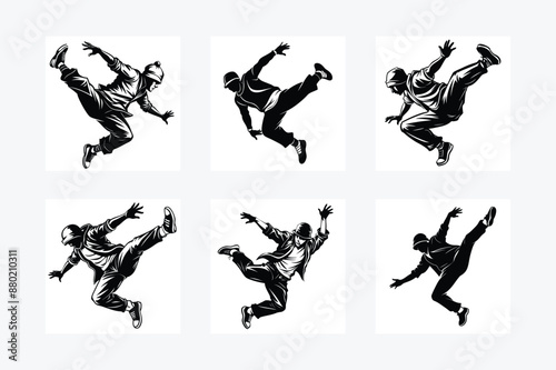 breakdancer jumping isolated on white