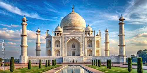 Stunning white marble mausoleum in Agra, India, Taj Mahal, iconic, architecture, monument, UNESCO World Heritage, symbol, love