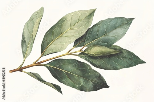 Watercolor hand drawn green leaves. Set of botanical textured leaves isolated on white background.