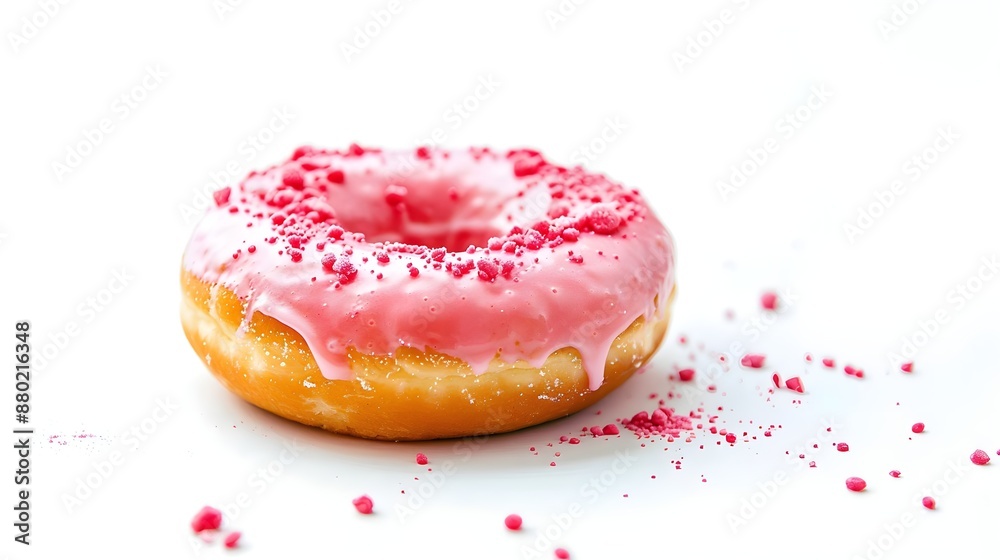 Donut close up on white background with sprinkles Donut close up on white background with sprinkles