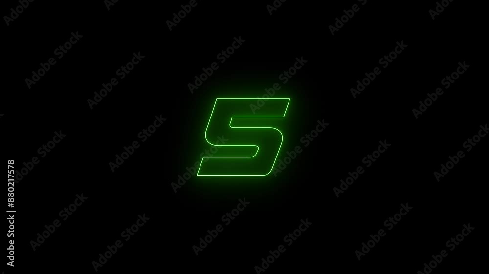 Neon sign on green bright glowing countdown timer from 10 to 0 seconds Neon sign on green bright glowing countdown timer from 10 to 0 seconds