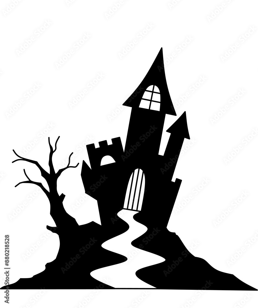 Horror house  silhouette black vector