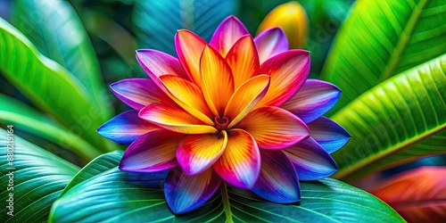 Vibrant tropical flower with colorful petals standing alone in isolation, isolated, tropical, flower, vibrant, petals, colorful