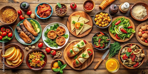 Wallpaper Mural Table set with delicious food items, buffet, gourmet, appetizers, catering, plates, dishes, dinner, lunch, snack Torontodigital.ca